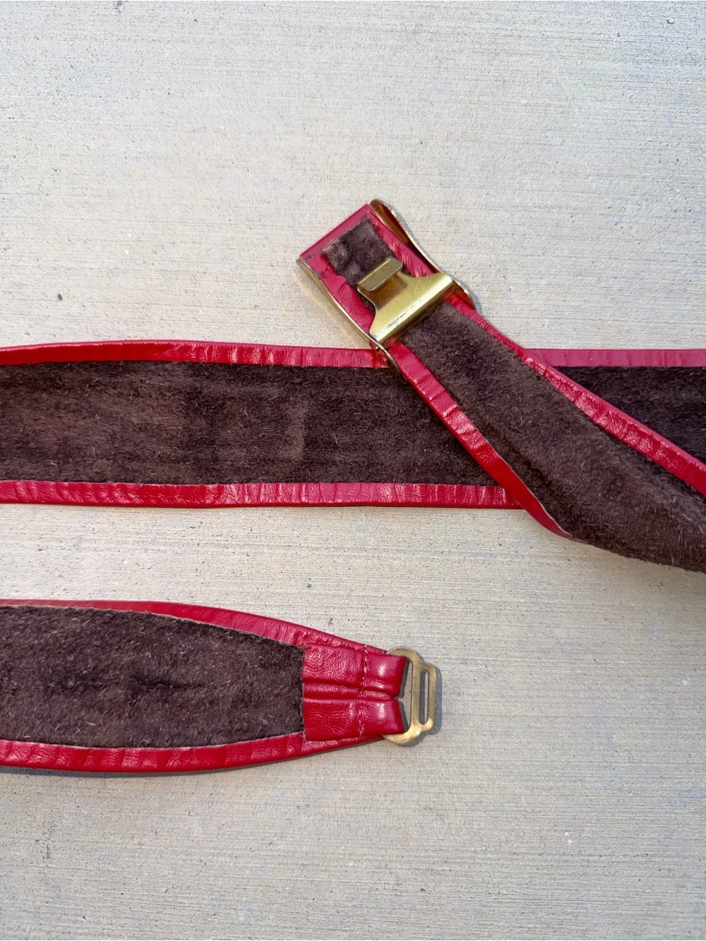 Vintage Red Leather Bow Style Waist Belt